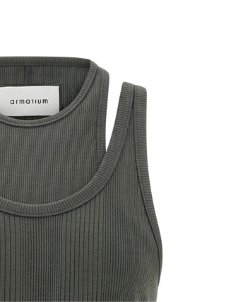 Gray Cotton Sleeveles T-Shirt