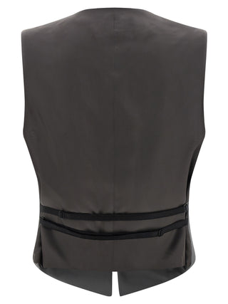Gray Virgin Wool Sleeveless Jacket