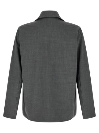Gray Polyester Full-Length Jacket