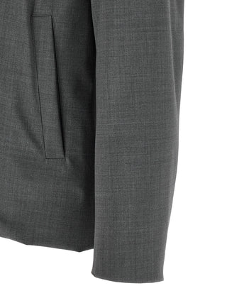 Gray Polyester Full-Length Jacket