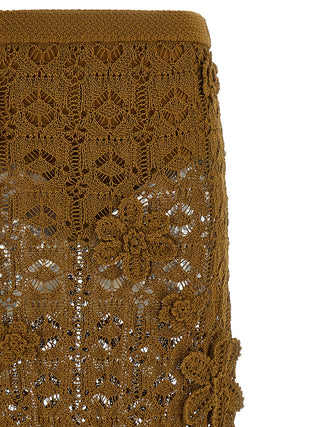 Brown Cotton Midi Skirt