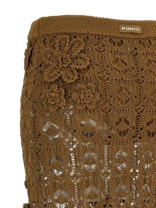 Brown Cotton Midi Skirt