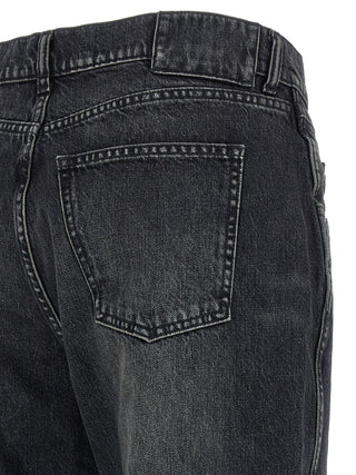 Black Cotton Straight-Leg Jeans