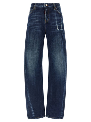Jeans de algodón azul de corte relajado  