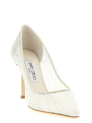 White Tencel High Heel Pumps