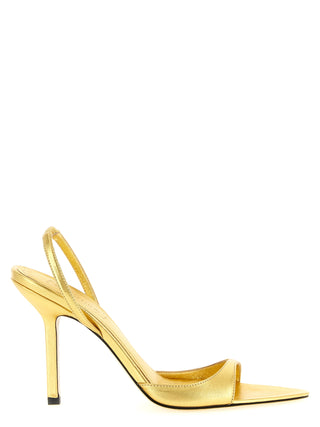 Gold Lambskin Stiletto Heel Sandals