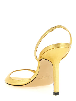 Sandalias de tacón stiletto doradas de piel de cordero
