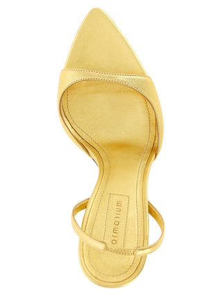 Sandalias de tacón stiletto doradas de piel de cordero