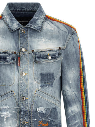 Chaqueta azul de mezclilla de algodón