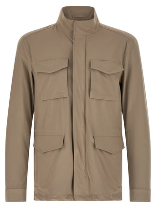 Beige Polyamide Full-Length Jacket