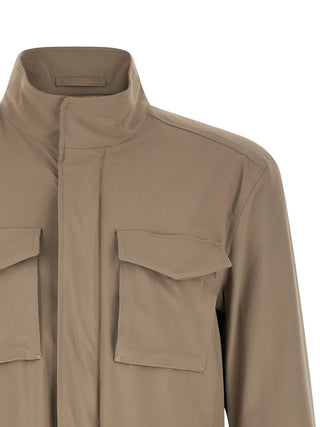 Beige Polyamide Full-Length Jacket