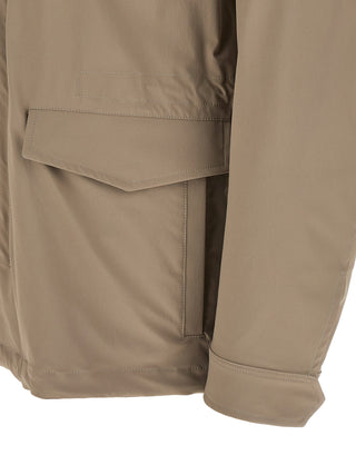 Beige Polyamide Full-Length Jacket
