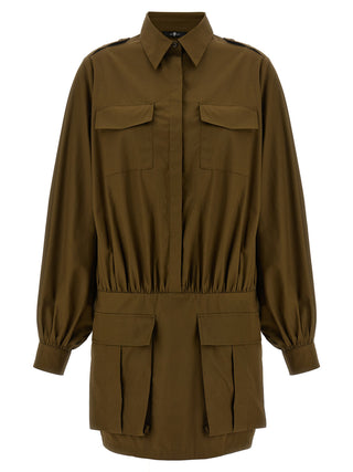 Brown Cotton Short Dress