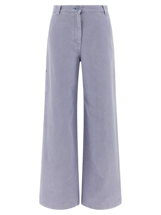 Purple Cotton Casual Pants