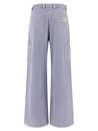 Purple Cotton Casual Pants