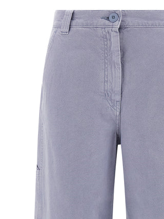Purple Cotton Casual Pants