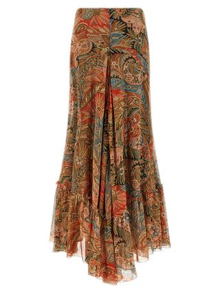 Orange Silk Mini Skirt
