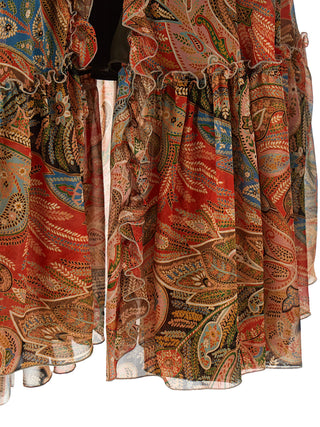 Orange Silk Mini Skirt