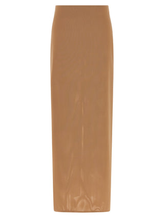 Falda midi de poliamida beige