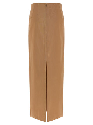 Falda midi de poliamida beige