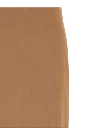 Falda midi de poliamida beige