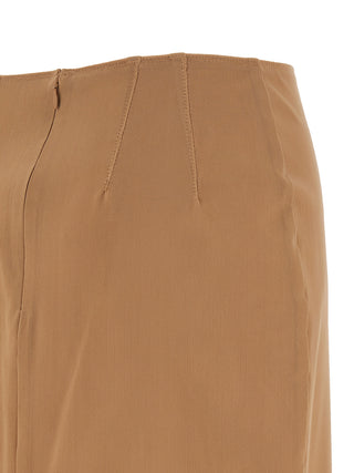 Falda midi de poliamida beige