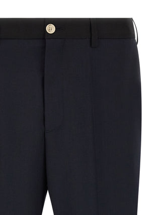 Pantalones casuales de lana virgen azul