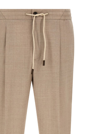 Beige Virgin Wool Casual Pants