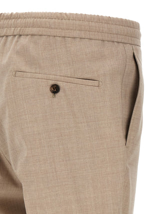 Beige Virgin Wool Casual Pants