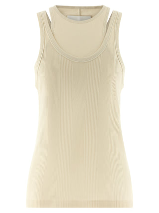 White Cotton Sleeveles T-Shirt