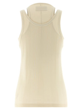 White Cotton Sleeveles T-Shirt