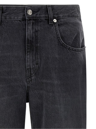 Black Cotton Straight-Leg Jeans