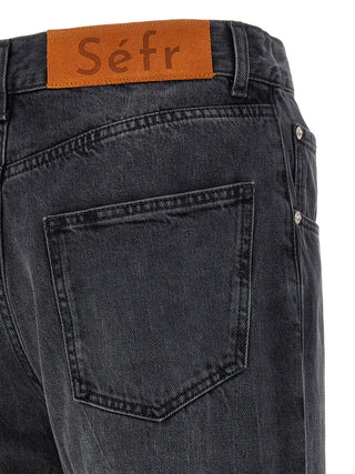 Black Cotton Straight-Leg Jeans