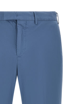 Blue Cotton Casual Pants