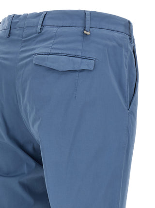 Blue Cotton Casual Pants