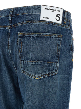 Jeans de pierna recta de algodón azul