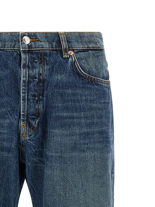 Jeans de pierna recta de algodón azul