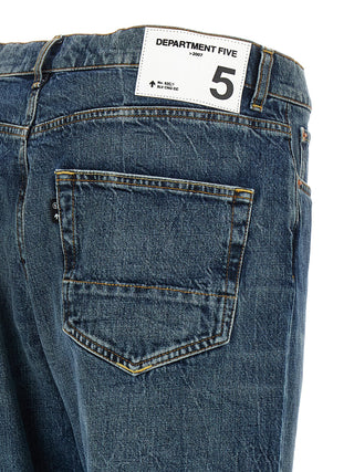 Jeans de pierna recta de algodón azul