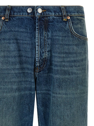 Jeans de pierna recta de algodón azul