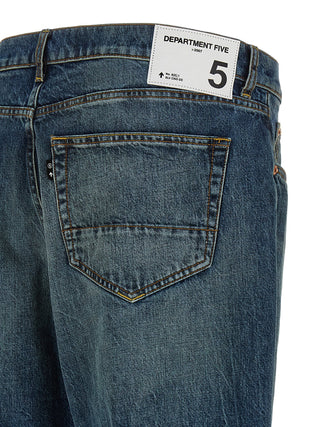 Jeans de pierna recta de algodón azul