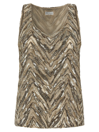 Beige Silk Tank Tops