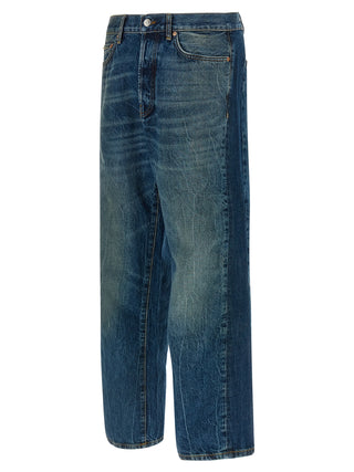 Jeans de pierna recta de algodón azul