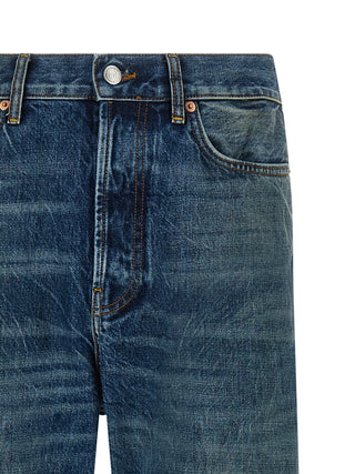 Jeans de pierna recta de algodón azul