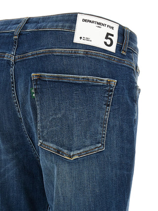 Blue Cotton Cropped Jeans