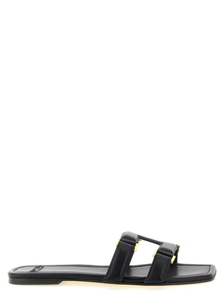 Black Lambskin Slides