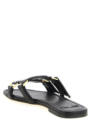 Black Lambskin Slides
