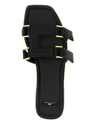 Black Lambskin Slides