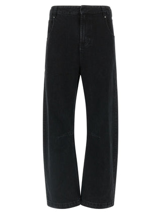Black Cotton Straight-Leg Jeans