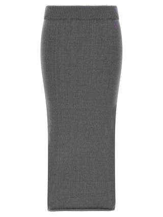 Gray Cotton Midi Skirt