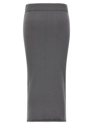 Gray Cotton Midi Skirt
